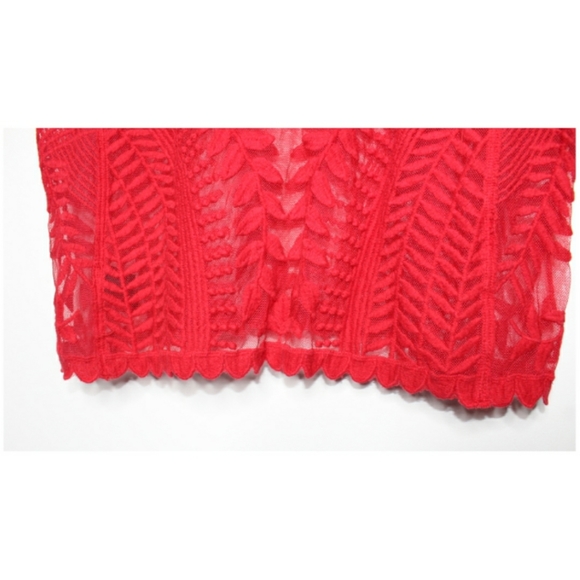 Express Red Coachella Lace Short Sleeve Top Small - Picture 6 of 6